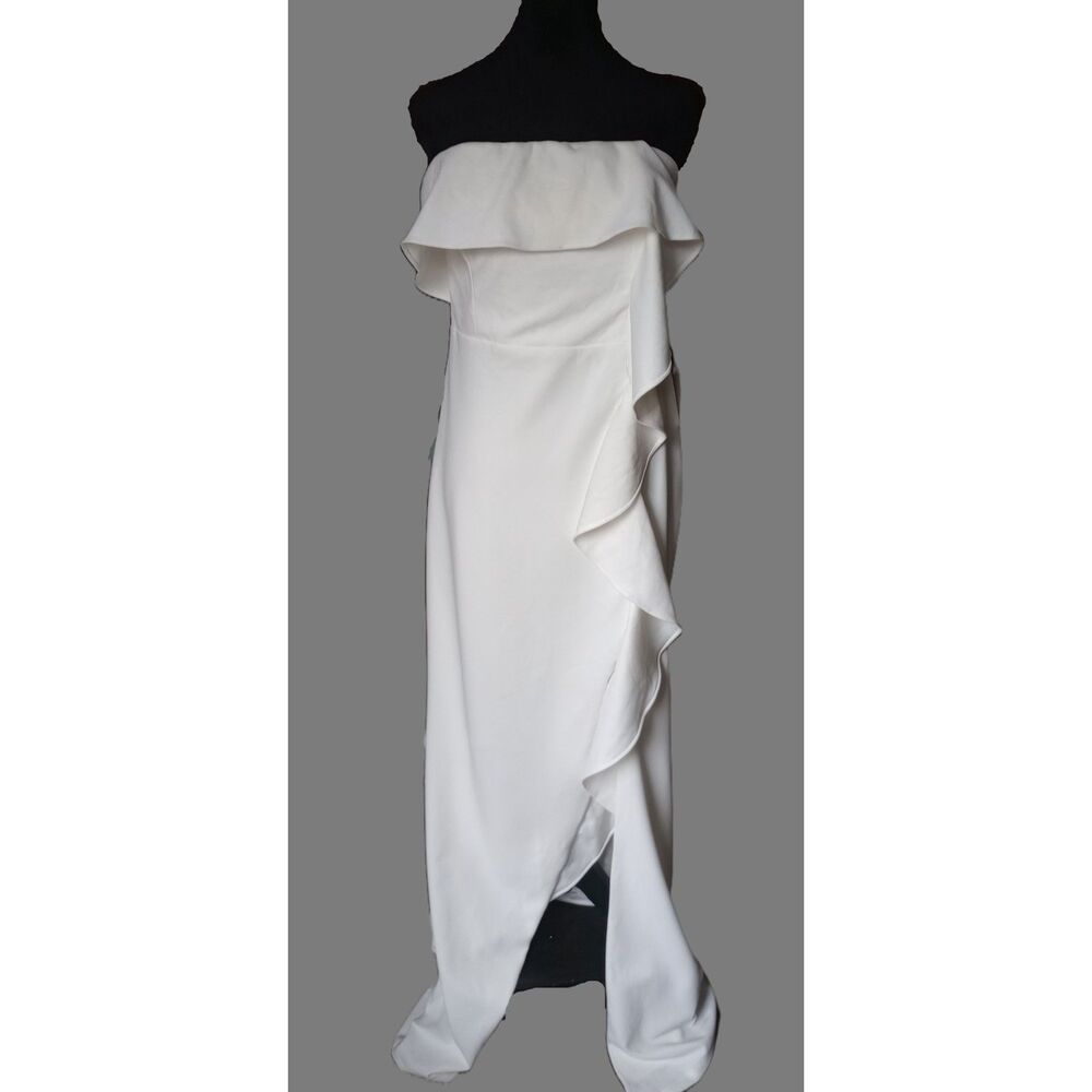 Lulus Women's XL Off White Off Shoulder Gown With Cascading Ruffle, NWT